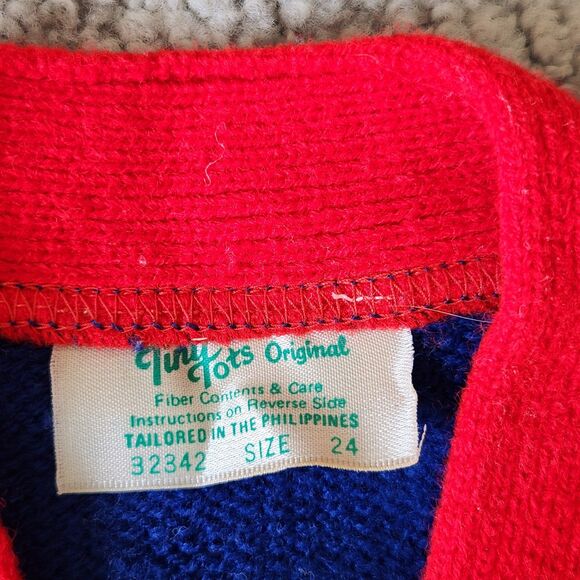 Tiny Tots vintage pilot plane sweater primary colors color block 24 months - Picture 2 of 10